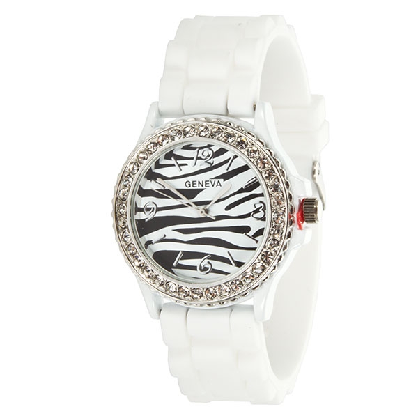 Wholesale white Large Silicone stone rubber watch band crystal rhinestones surro