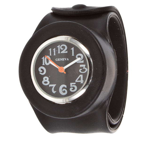 Wholesale black silicone snap watch