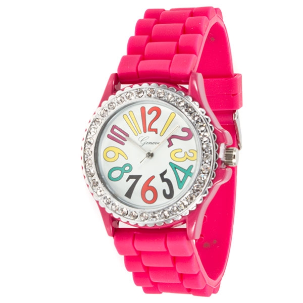 Wholesale hot pink silicone watch whimsical measuring inches diameter