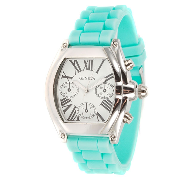 Wholesale aqua silicone watch chrome detail inch square surrounding frame Dials