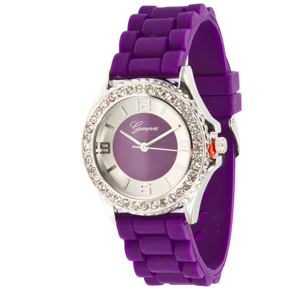 Wholesale purple silicone watch chrome detail like colors inch surrounding frame