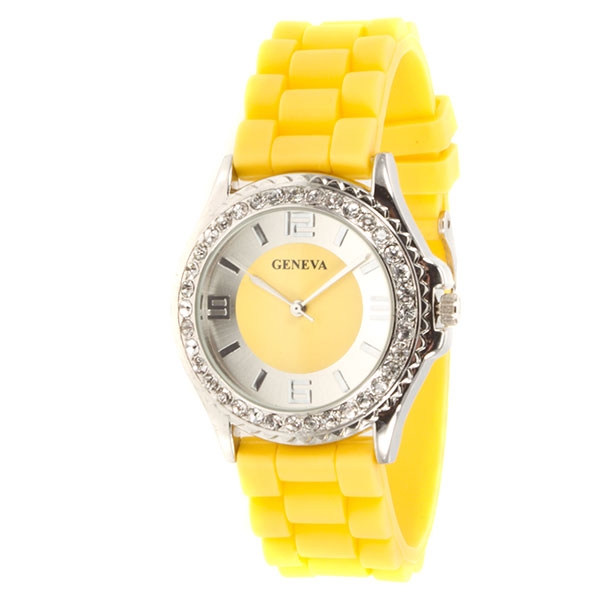 Wholesale yellow silicone watch chrome detail like colors inch surrounding frame