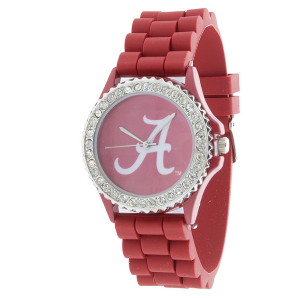 Wholesale crimson Silicone watch band crystal rhinestones surrounding Alabama lo