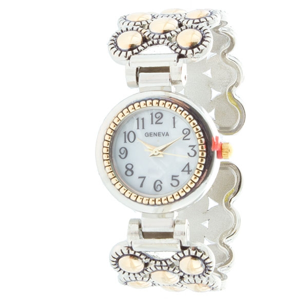 Wholesale silver gold watch hinged cuff round