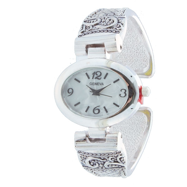 Wholesale silver watch ornate band oval