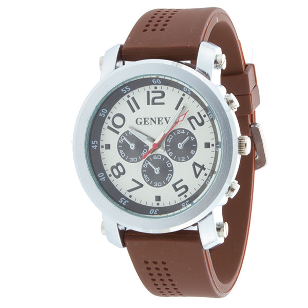 Wholesale chocolate brown silicone watch silver inches diameter