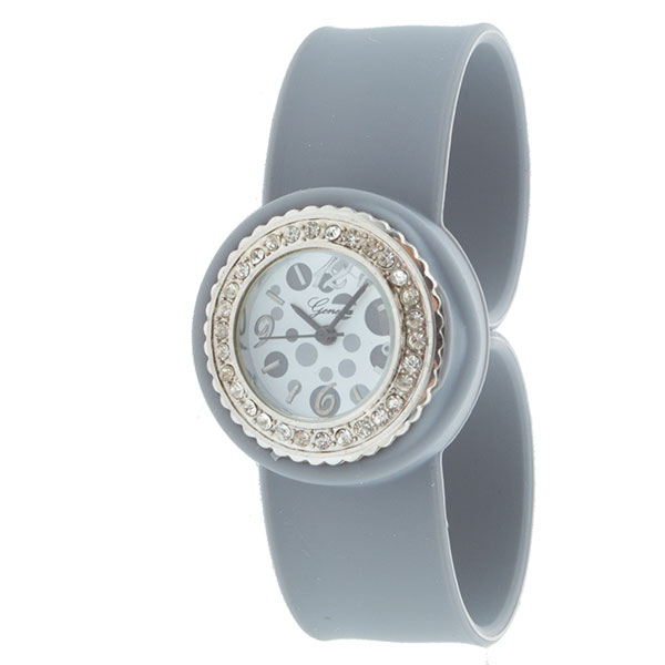 Wholesale gray silicone snap watch petite polka dots crystal rhinestones