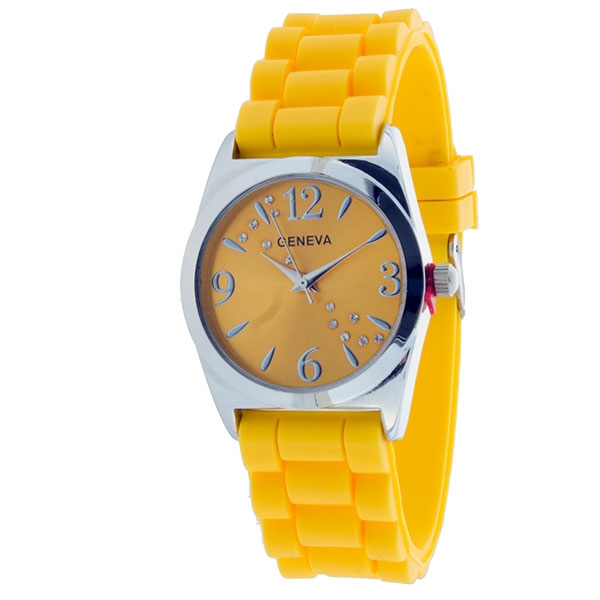 Wholesale yellow silicone watch inch round