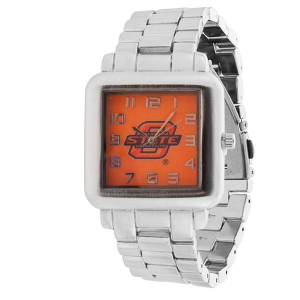 Wholesale collegiate watches MEN Silver band officially licensed Oklahoma State