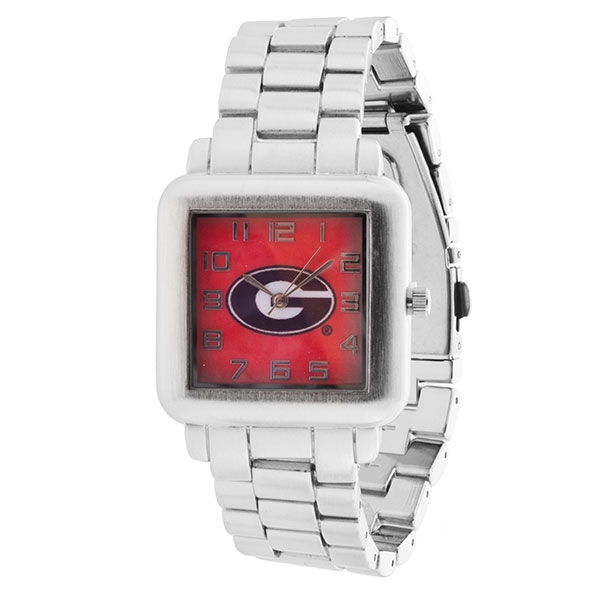 Wholesale collegiate watches MEN Silver band University Gerogia logo watch