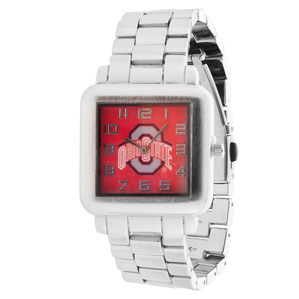 Wholesale collegiate watches MEN Silver band Ohio State University logo watch