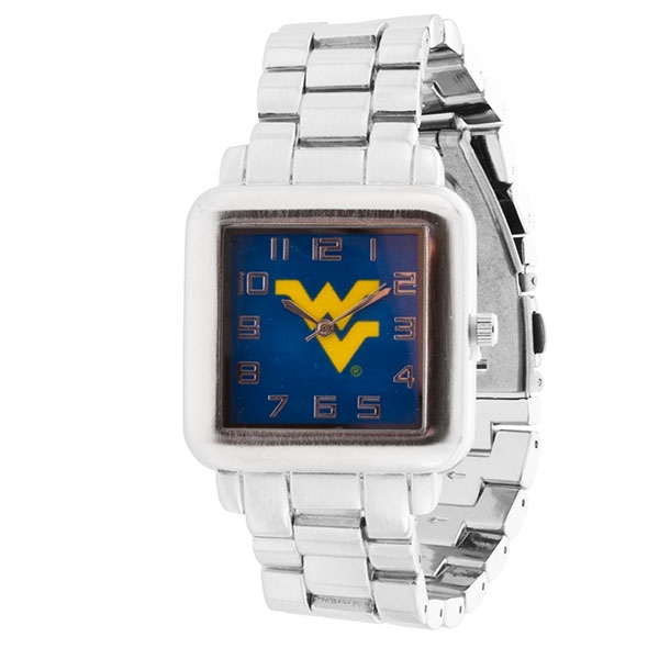 Wholesale collegiate watches MEN Silver band West Virginia logo watch