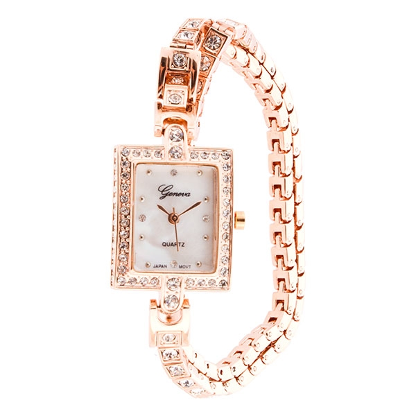 Wholesale chocolate gold metal band watch crystal rhinestones
