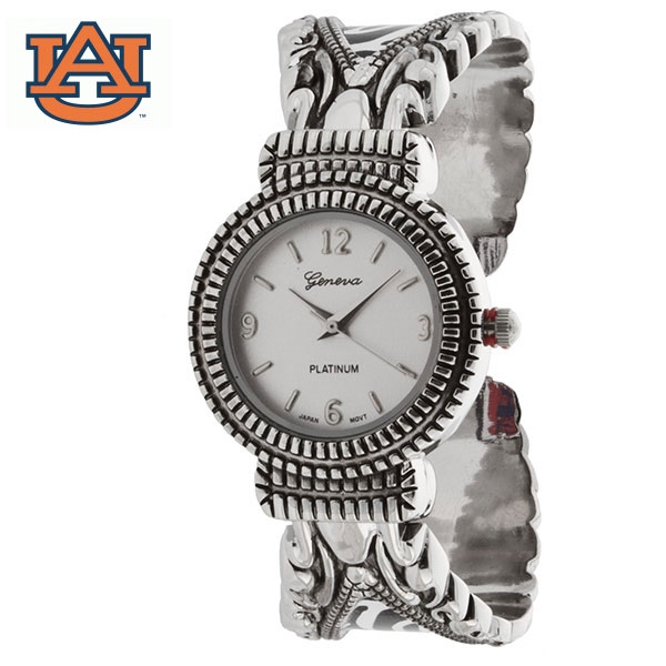 Wholesale auburn collegiate fashion watch silver finish school color accents