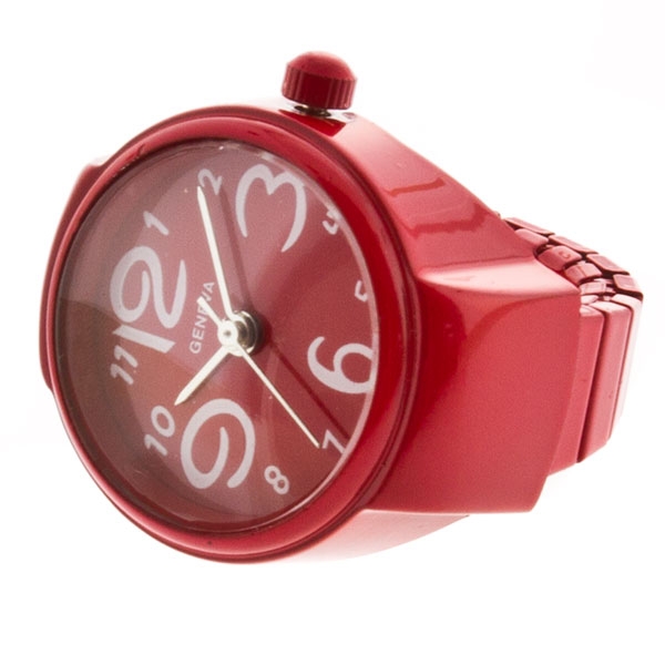 Wholesale red stretch band ring watch funky multi numbers