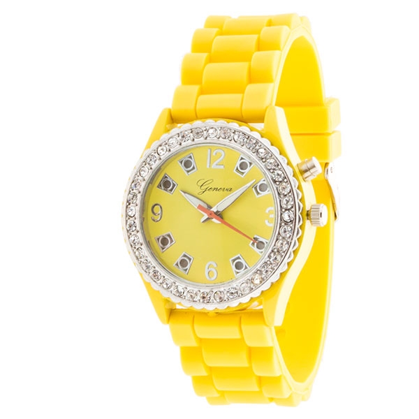 Wholesale yellow silicon watch band yellow multiple color strobe light behind nu