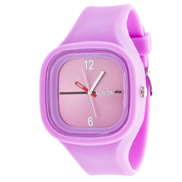 Wholesale lavender solid band silicon watch square