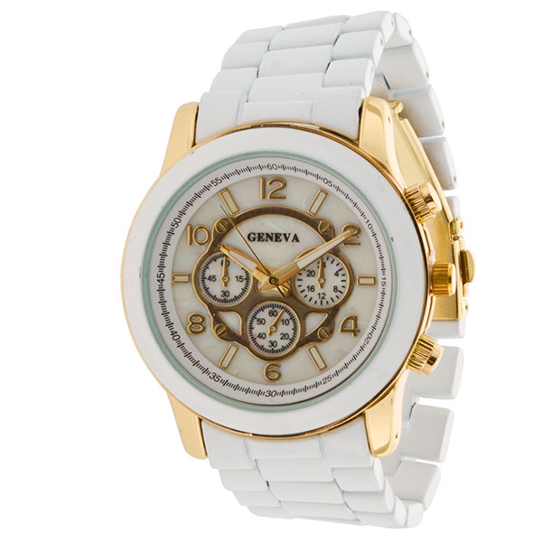Wholesale large polished gold white measuring link stainless steel watch band ma