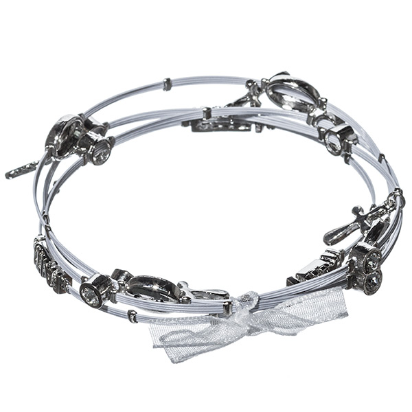 Wholesale set silver whisper bracelets clear crystal rhinestones silver cross in