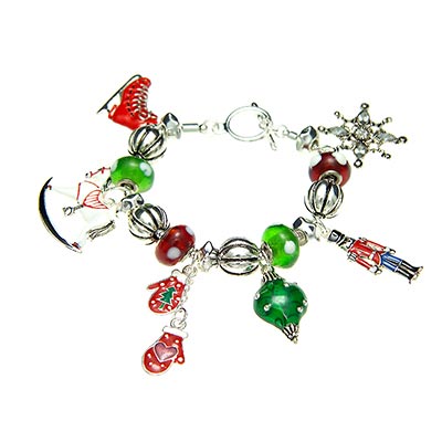 Wholesale skates Mittens Toy Horse Soldiers Top Dangles Christmas Bracelet Silve