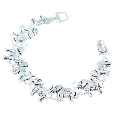 Wholesale polished Silver Elephant Charm Bracelet Magnetic Clasp Lead Safe Brace