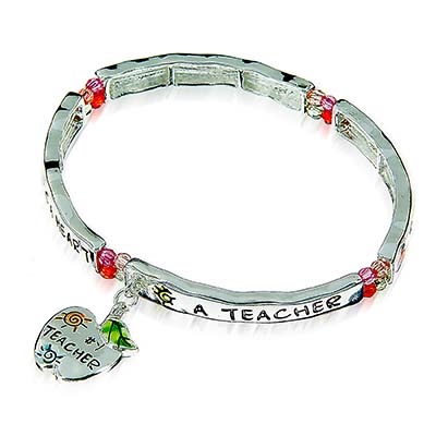 Wholesale etched Polished Silver Stretch Band Bracelet Multiple Color Designs Ap