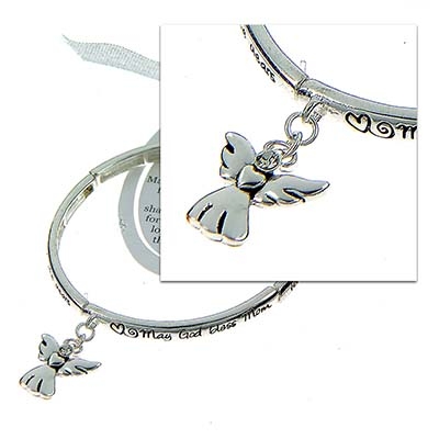 Wholesale polished Silver Inspirational Bracelet Mothers Matching Bookmark Angel
