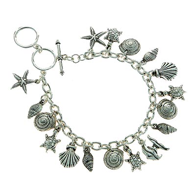 Wholesale beach Sea Life Polished Silver Charm Bracelet Toggle Connector Lead Co