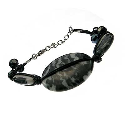 Wholesale mixed Black White Semi Precious Onyx Stones Lariat Leather like Cord B