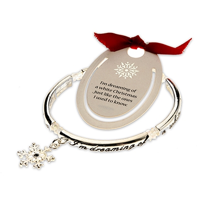 Wholesale snowflake Charm Christmas Bangle Bracelet Polished Silver Included Boo