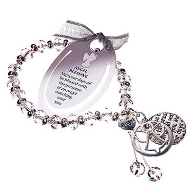 Wholesale angel Blessing Charm Bracelet Crystalline Polished Silver Beads Stretc