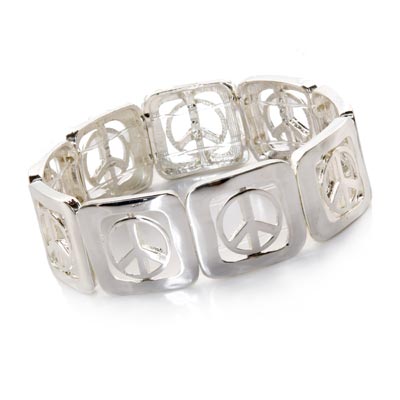 Wholesale peace Sign Stretch Band Bracelet Lead Compliant Bracelet Approx W