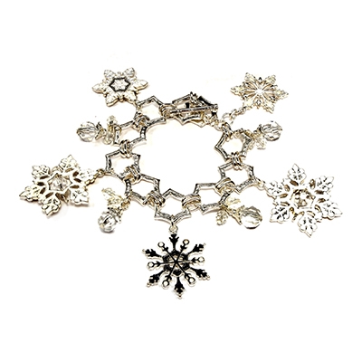 Wholesale filigree Snowflake Charm Designs Polished Silver White Overlays Crysta