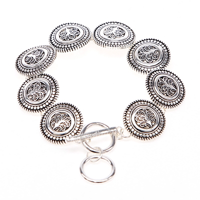 Wholesale polished Silver Bracelet Set Filigree Designs Toggle Connector Lead Co