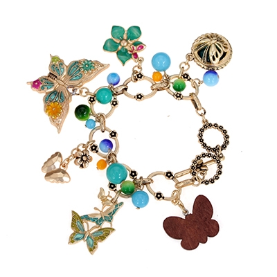 Wholesale floral Butterfly Dangles Multi colored Lacquered Finish Beads Matte Go