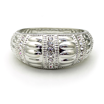 Wholesale relief Polished Silver Bangle Bracelet CZs Bracelet Approx W