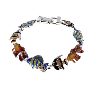 Wholesale multi colored fish bracelet magnetic closure Lead safe
