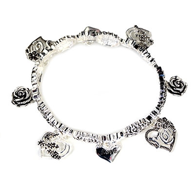 Wholesale mother Love Antique Charm Bracelet Heart Flower Charms Mom Love Inscri
