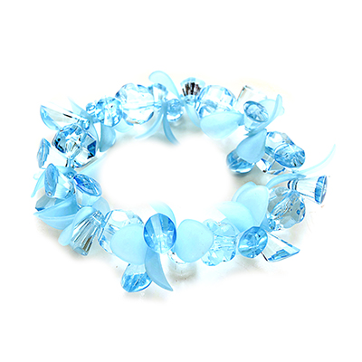 Wholesale translucent Aqua Floral Designs Stretch Band Bracelet Lead Compliant B