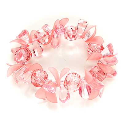 Wholesale translucent Pink Floral Designs Stretch Band Bracelet Lead Compliant B