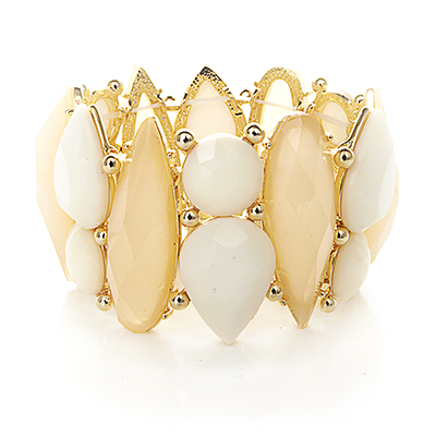 Wholesale delicate Gold Petal Casting Cream Brown Gold Beads Stretch band Lead N
