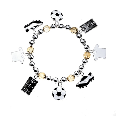 Wholesale soccer Charm Bracelet including Balls Shoes Jersey Charms Polished Sil
