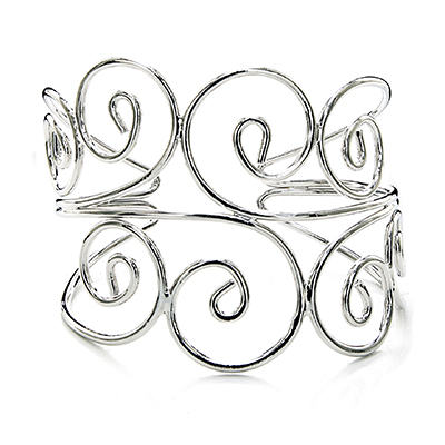 Wholesale polished Silver Metal Adjustable Band Bracelet Lead Compliant Bracelet