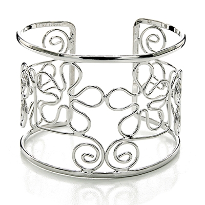 Wholesale polished Silver Metal Adjustable Band Bracelet Lead Compliant Bracelet