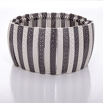 Wholesale textured Silver Hematite Metal Stretch Band Bracelet Lead Compliant Br
