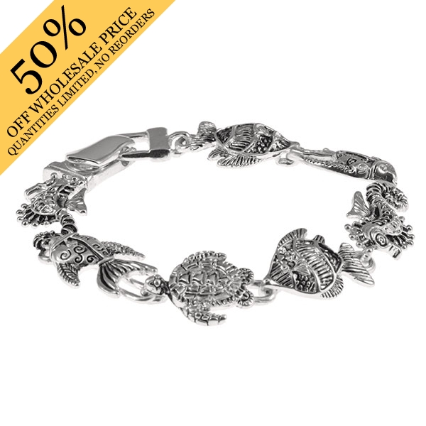 Wholesale silver finsih fashion bracelet swimming sea fish sea horses Judson Com