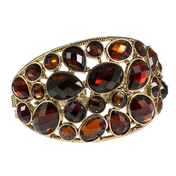 Wholesale hinged gold cuff bracelet amber topaz faceted cabochons Judson Company