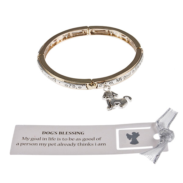 Wholesale silver fashion bracelet Dog Blessing inscription My goal life be good