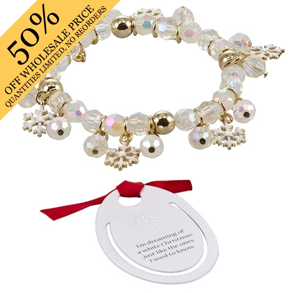 Wholesale snow ice crystal themed bracelet opalescent crystal beads snowflake ch