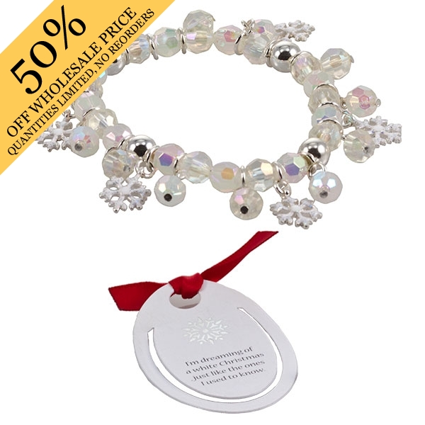 Wholesale snow ice crystal themed bracelet opalescent crystal beads snowflake ch